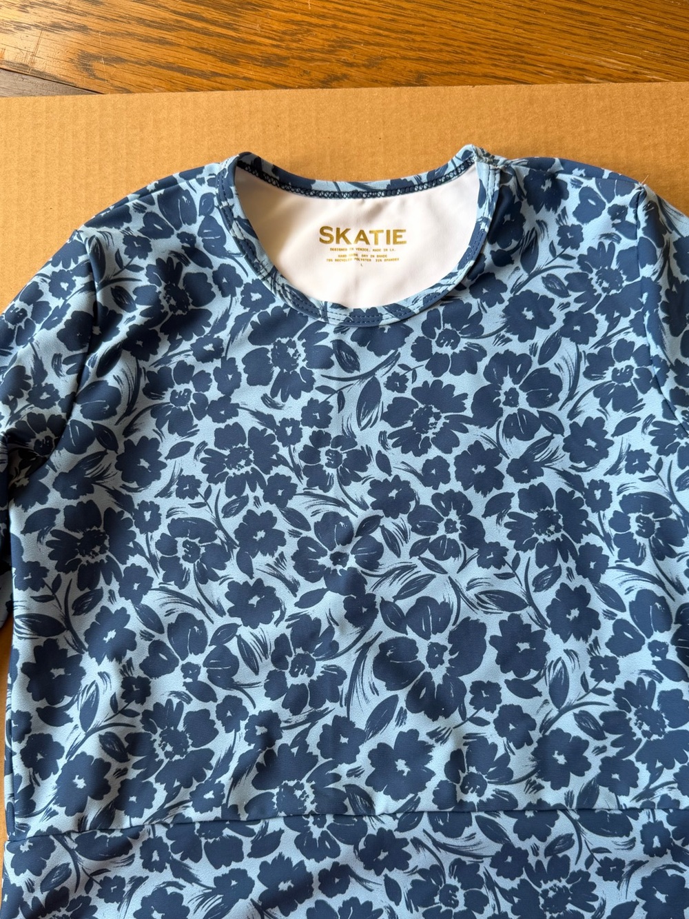 Skatie Blue Floral Long Sleeve Rashguard — Light Blue & Navy